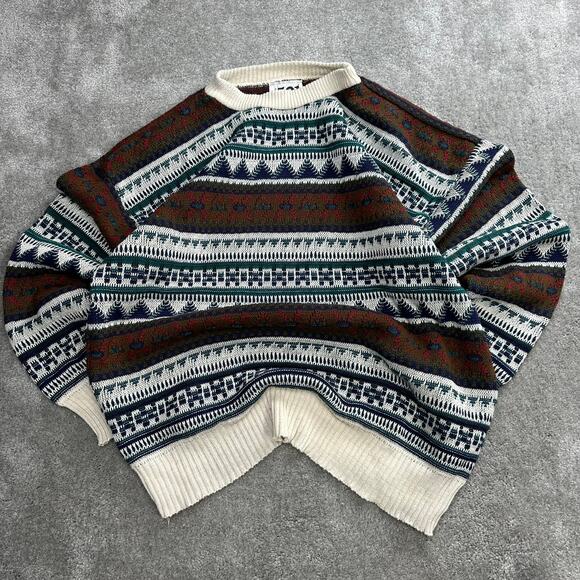 Vintage 501 Graphic Sweater Size Large Coogi Style Y2K 1990s Preppy VTG - Picture 1 of 5